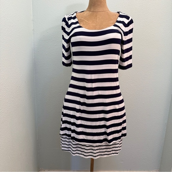 Chelsea & Theodore Tops - Chelsea & Theodore T Shirt Dress, Navy White Stripe, M, Lined, Rayon, Nautical​​
